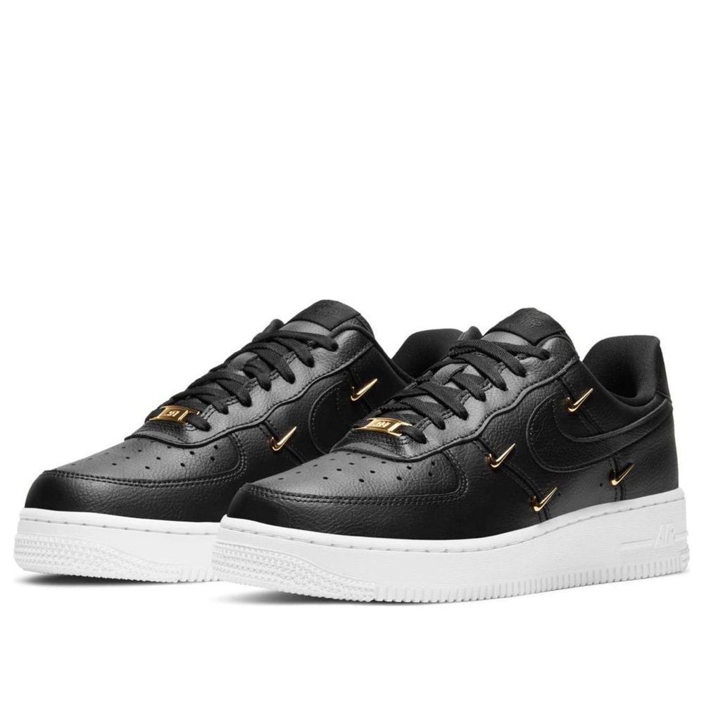 Nike Black Leather Sneakers with Gold Details AF1 Lx sisterhood.